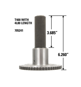 300M Output Shaft, 2-Piece, Shortened for #701935 - 6.260" Overall Length, 3.685" Spline Length